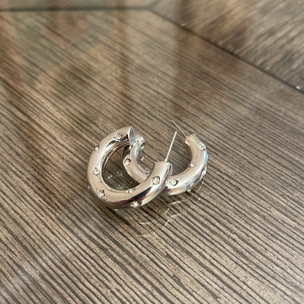 Jane Marie Silver Tubular Hoop/Clear Crystals - Picture 8 of 17